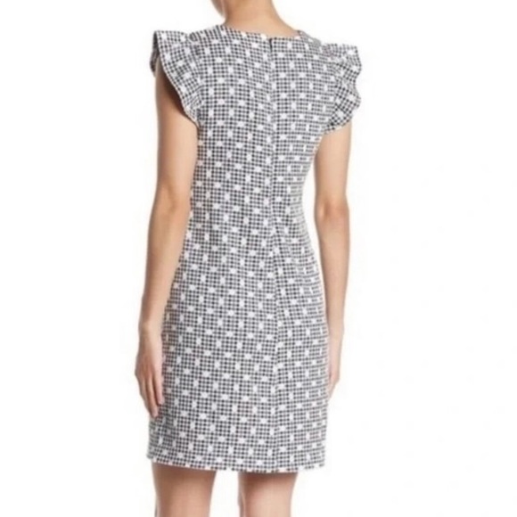 Eliza J Ruffle Sleeve Gingham Dot Shift Dress Size 4 - Picture 2 of 9